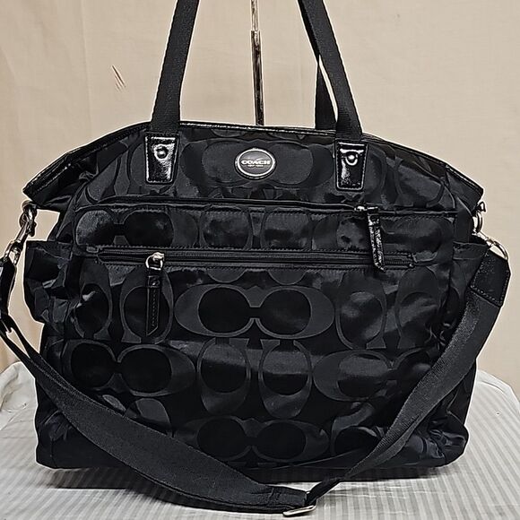 COACH BLACK NYLON DIAPER BAG BFPM-11-115 - Picture 1 of 8